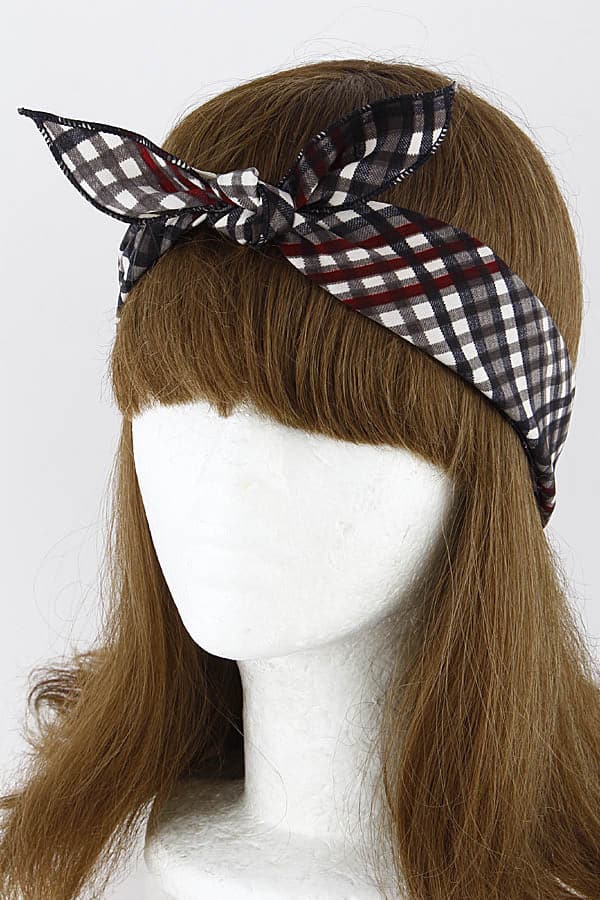 Set of 6 Stylish Checkered Two - Tone Gray Headbands 9ECA