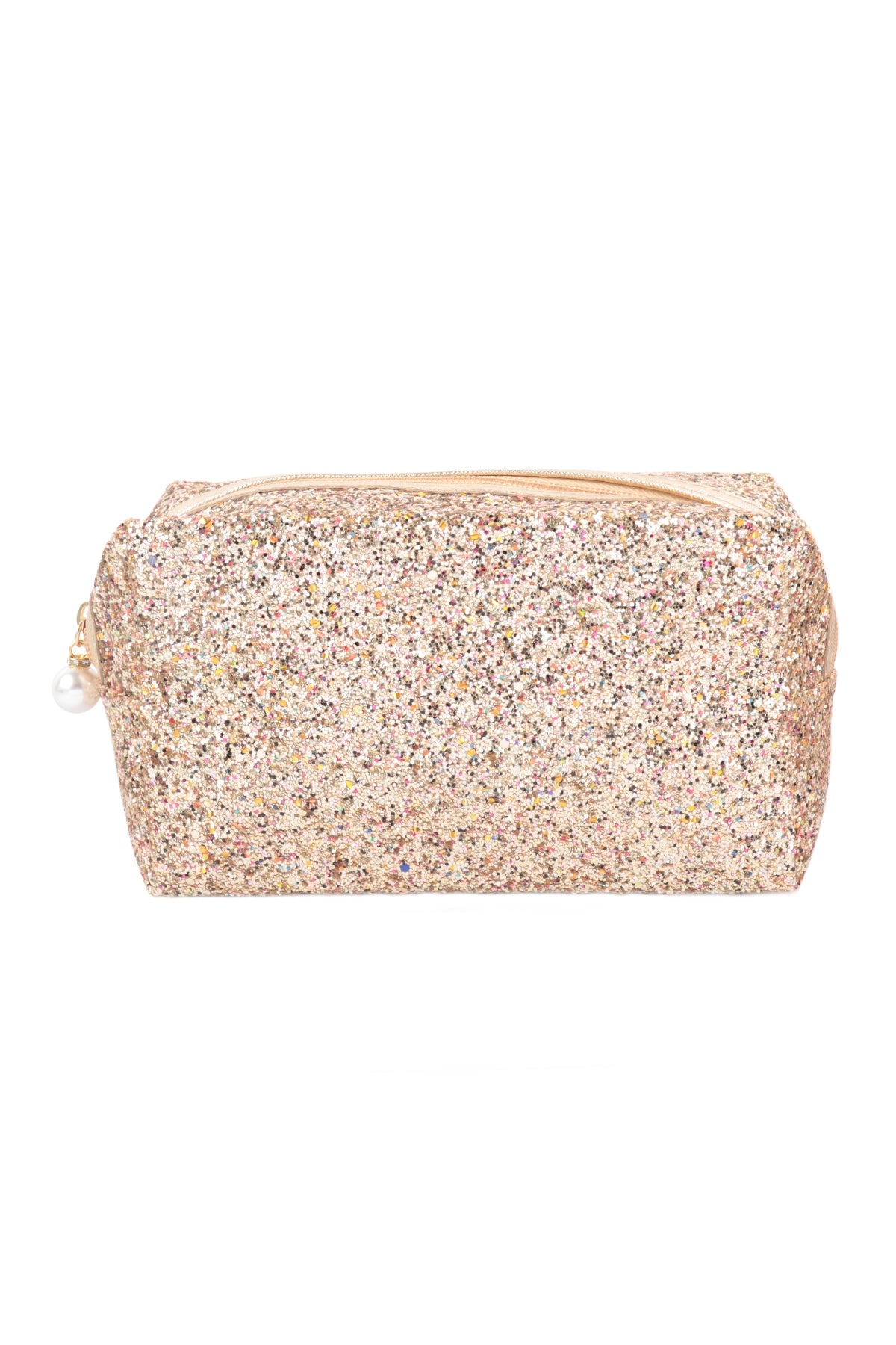 Gold Glitter Pearl Zippered Cosmetic Bags - Set of 6