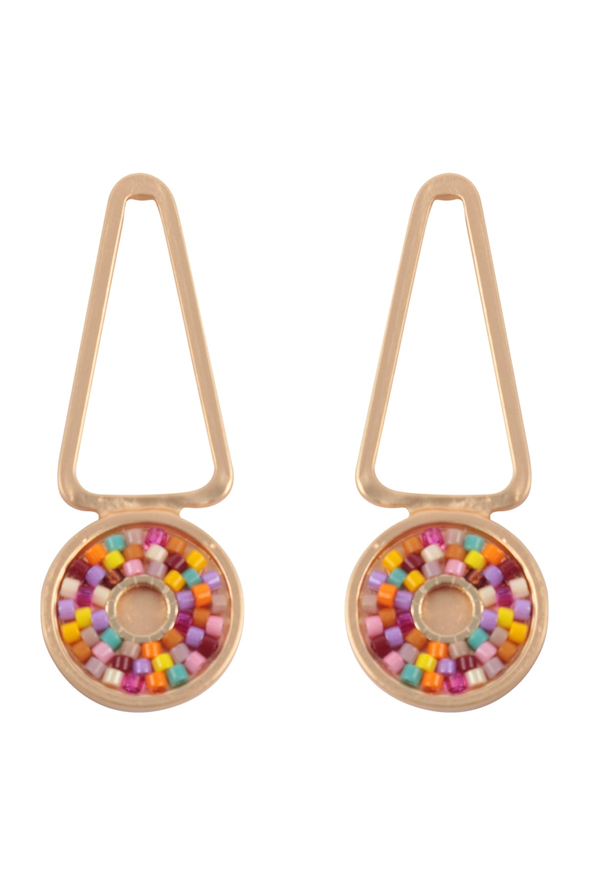 Multicolored Geometric Seed Beads Drop Style Earrings - Set of Six Pieces