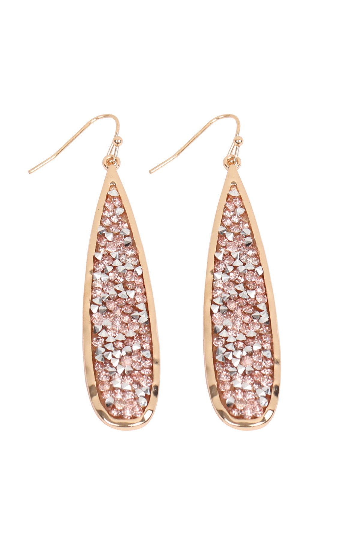 Gorgeous Gold - Hued Peach and Long Pear - Shaped Glittery Faceted Dangle Hook Earrings Set of Six Pieces