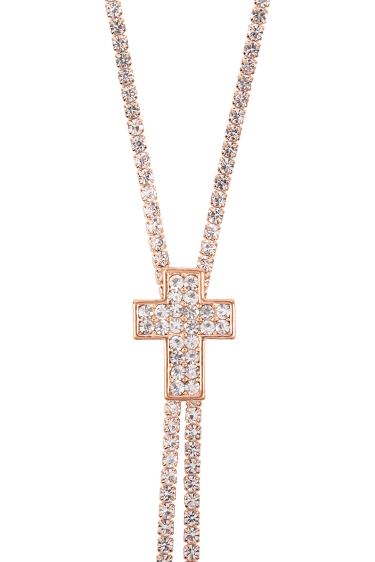 Pack of 6 Gold Crystal Rhinestone 47 Cross Slider Necklaces - Fashion Jewelry