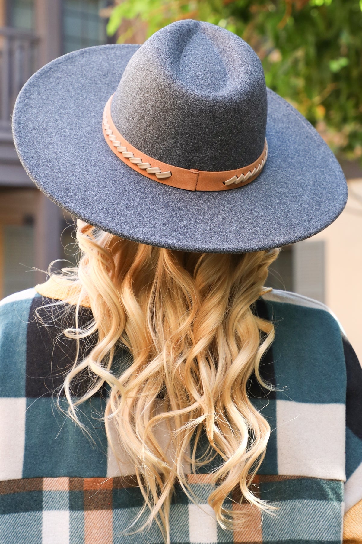 6-Pack Gray Leather Braided Felt Fashion Brim Hats