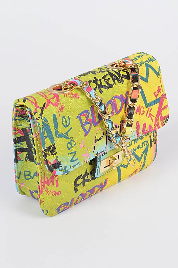 Set of 3 Multicolored 2497 Graffiti Quilted Bags