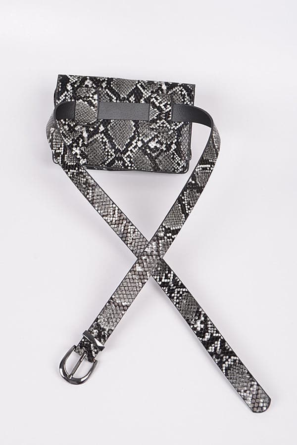 Pack of 3 Black 1757 Snakeskin Curtain Fanny Packs