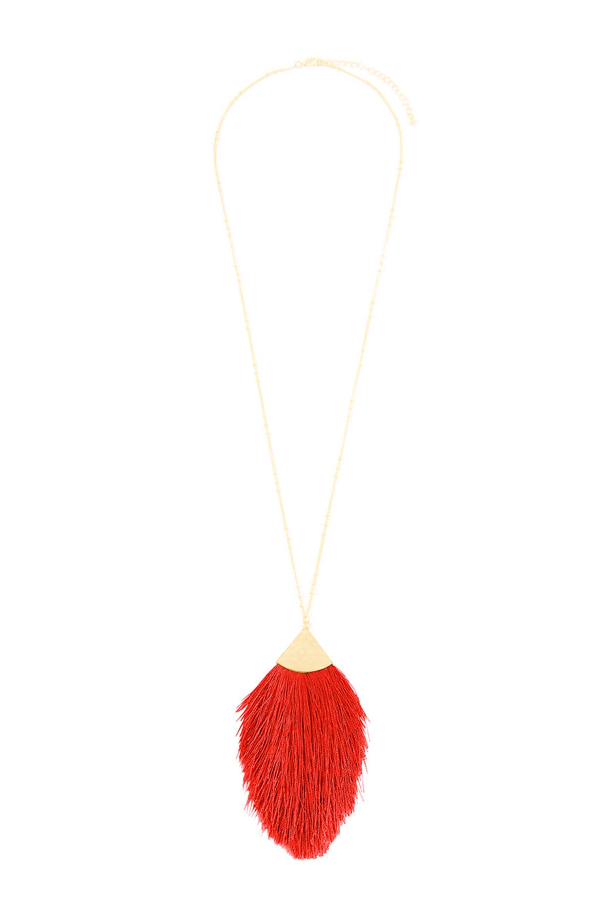 Set of 6 Red Tassel Pendant Necklaces with 30' Length