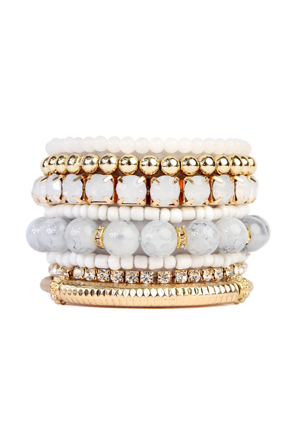 Set of 6 Natural Multicolored Stretchable Bracelets