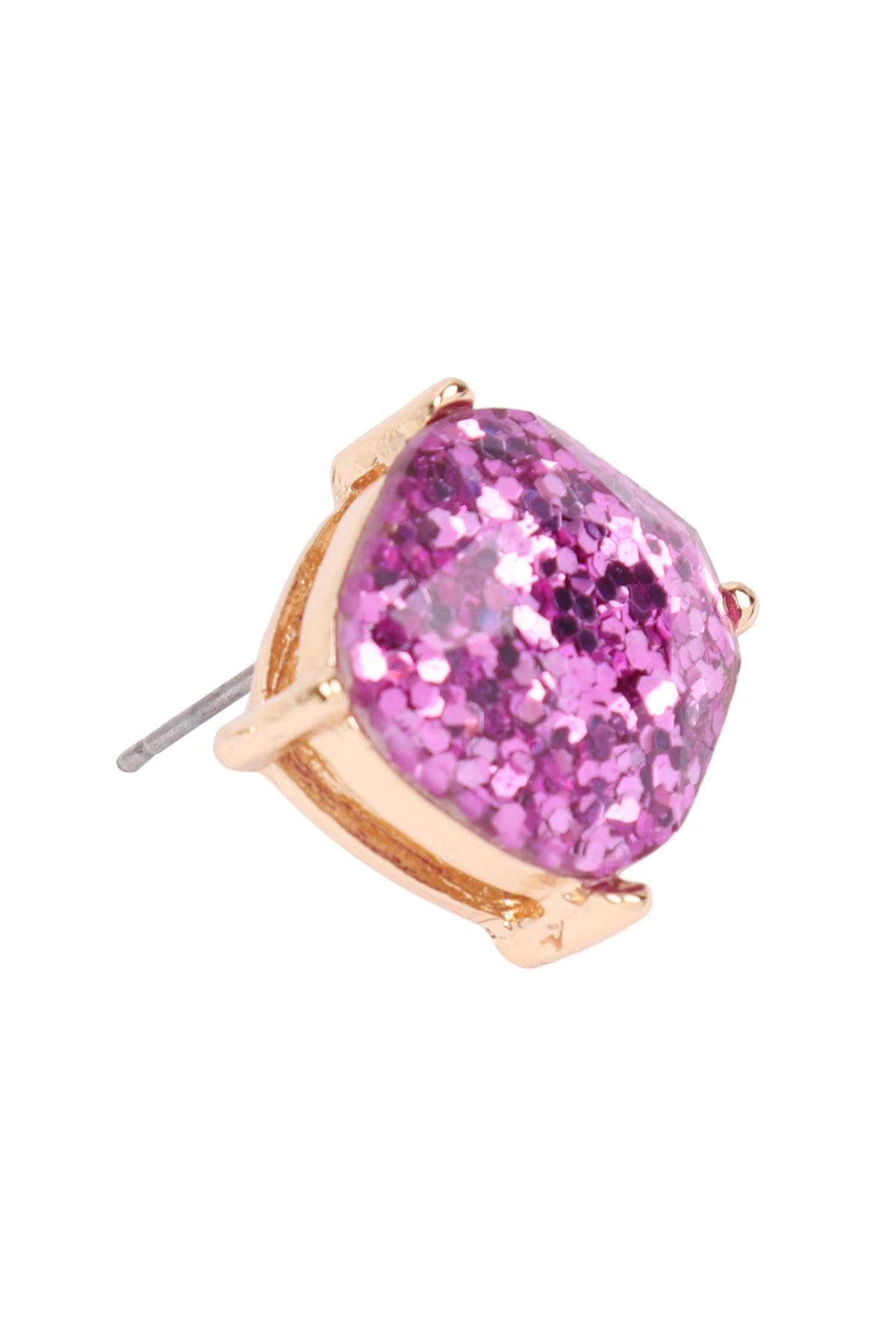 Light Purple Glittery Epoxy Stud Earrings - Set of Six Pieces