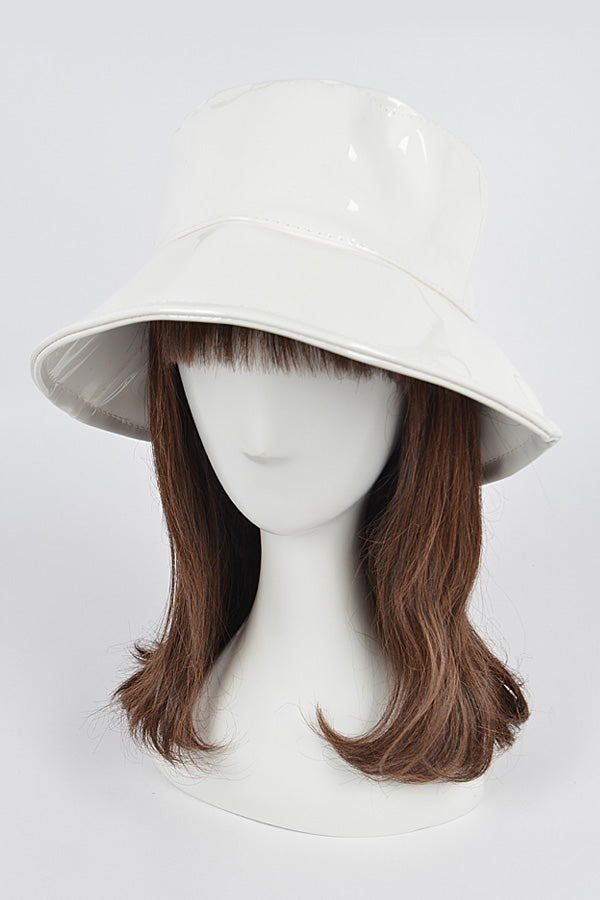 Pack of 6 White Faux Leather Bucket Hats - Style 5161
