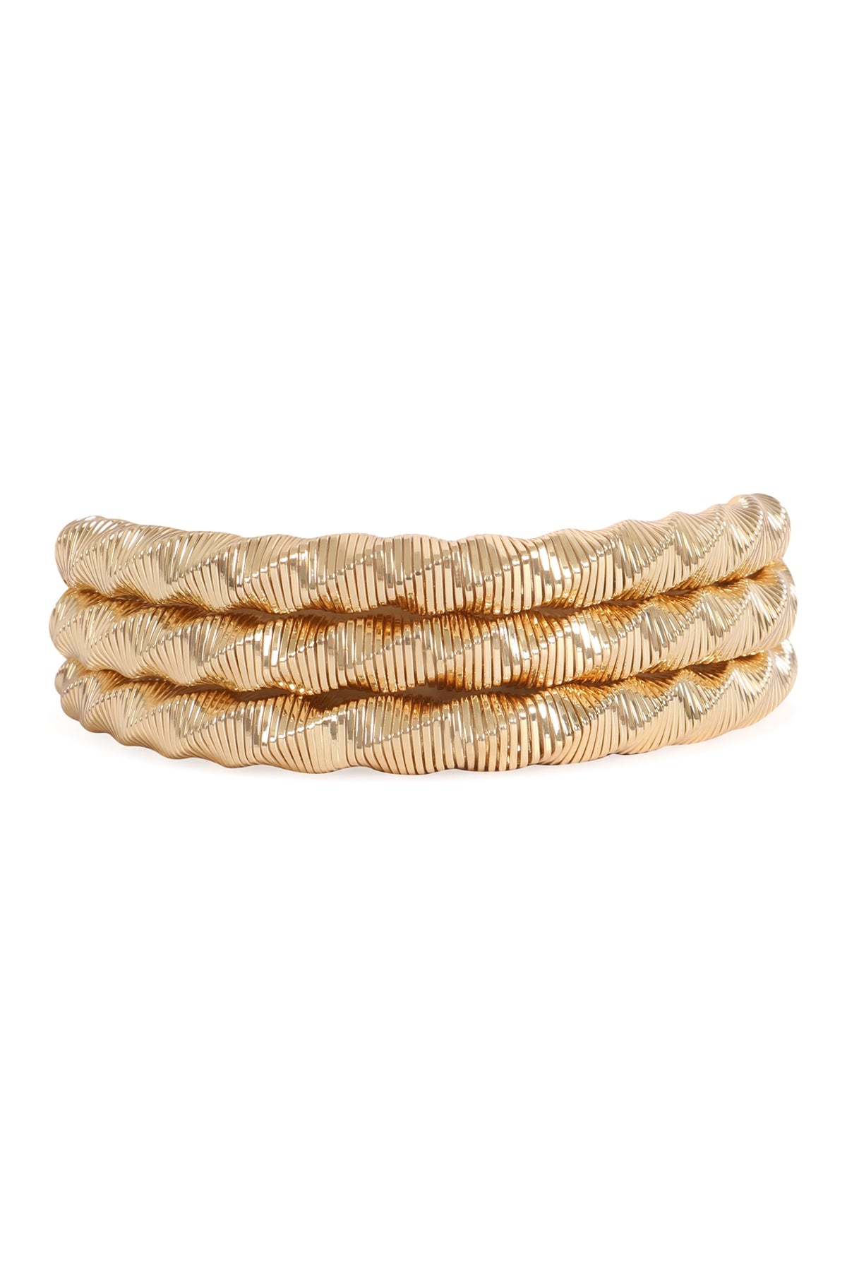 Pack of 6 Gold 3 - Row Twisted Omega Style Bracelets