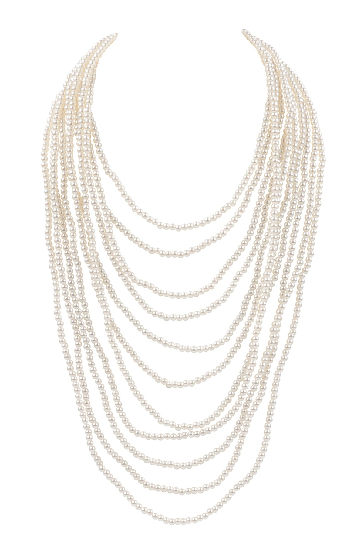 Statement Necklace Set of 6 with Multi - Layer Cream Pearl Beads