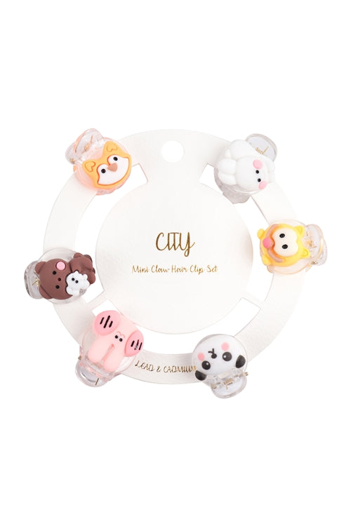 Multicolor Cute Animal Claw Pin Hair Accessories Set - 6 Pieces for Kids