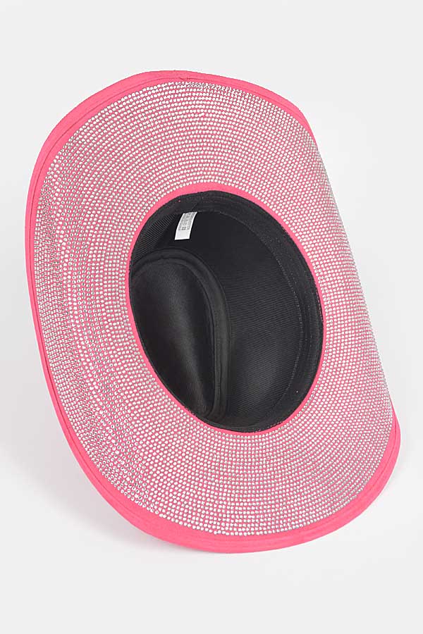 Pack of 6 Fuchsia 7671 Faux Wool Rhinestone Cowboy Hats