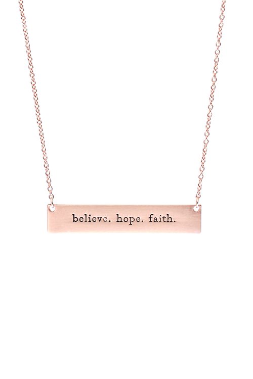 Rose Gold Believe, Hope, Faith Bar Necklaces - Set of 6