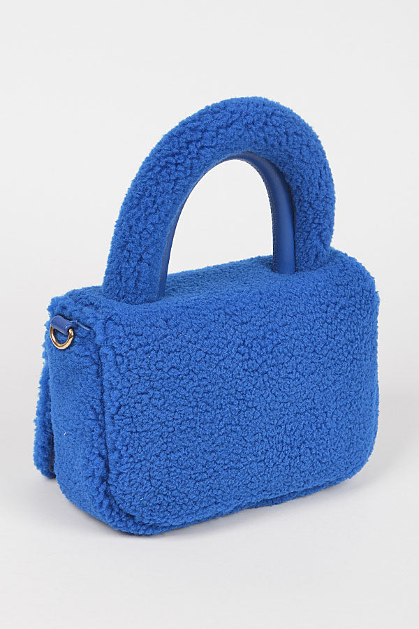 Set of Three 7355 Green Faux Fur Top Handle Clutch Bags