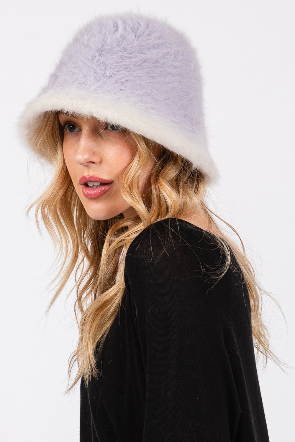 Purple Gradient Color Fuzzy Bucket Hats - Pack of 6