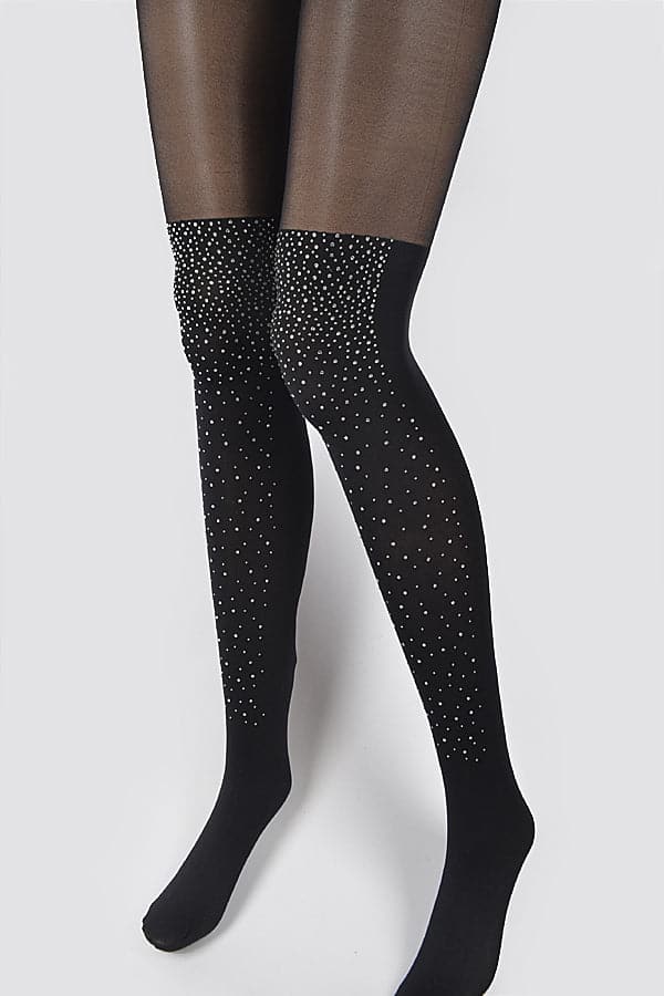Pack of 6 Premium Black Fashion Tights - 6558