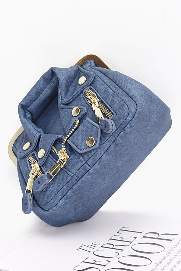Pack of 3 Light Blue 3236 Faux Denim Leather Style Crossbody Bags