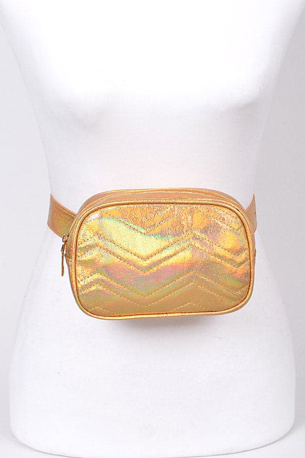 3 Piece Set of Sparkling 3817 Gold Fanny Packs