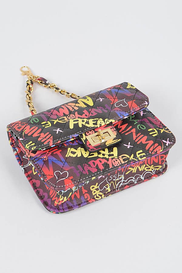 Pack of 3 Multicolor 1497 Graffiti Quilted Bags