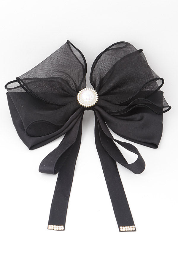 Pack of 6 Black 9568 Pendant Ribbon Hair Clips