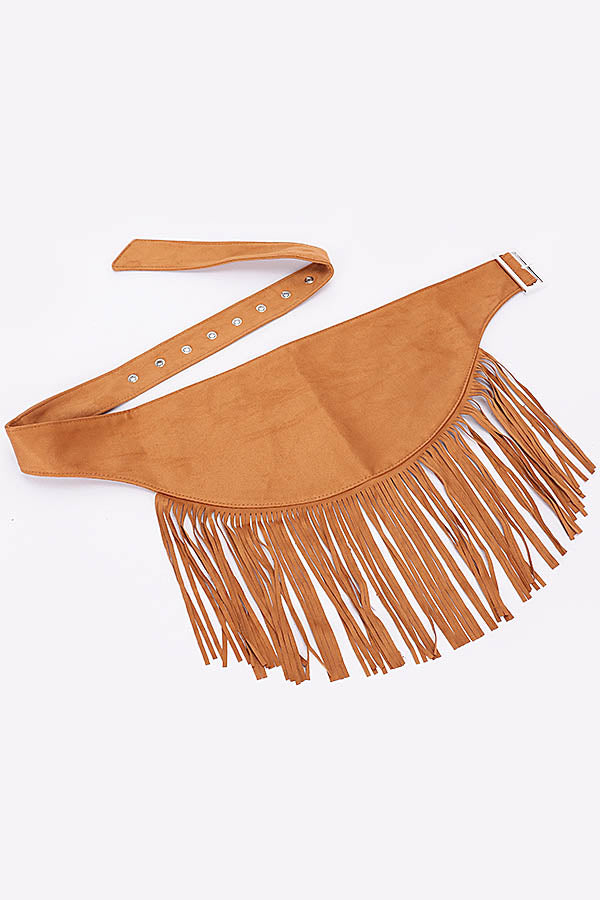 Set of 6 Faux Suede Fringe Belts in Classic Black Color (Product Code 0588)