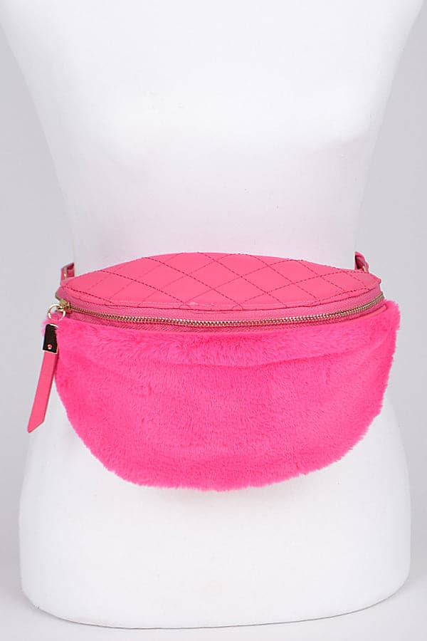 Fashionable 3717 Fuchsia - Pack of Three Too Fashion Faux Fur Fanny Packs
