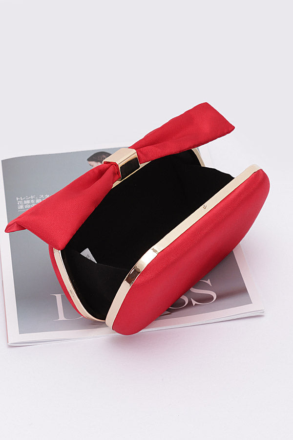 Set of Three Light Pink 9526 Nylon Bow Hard Case Clutches