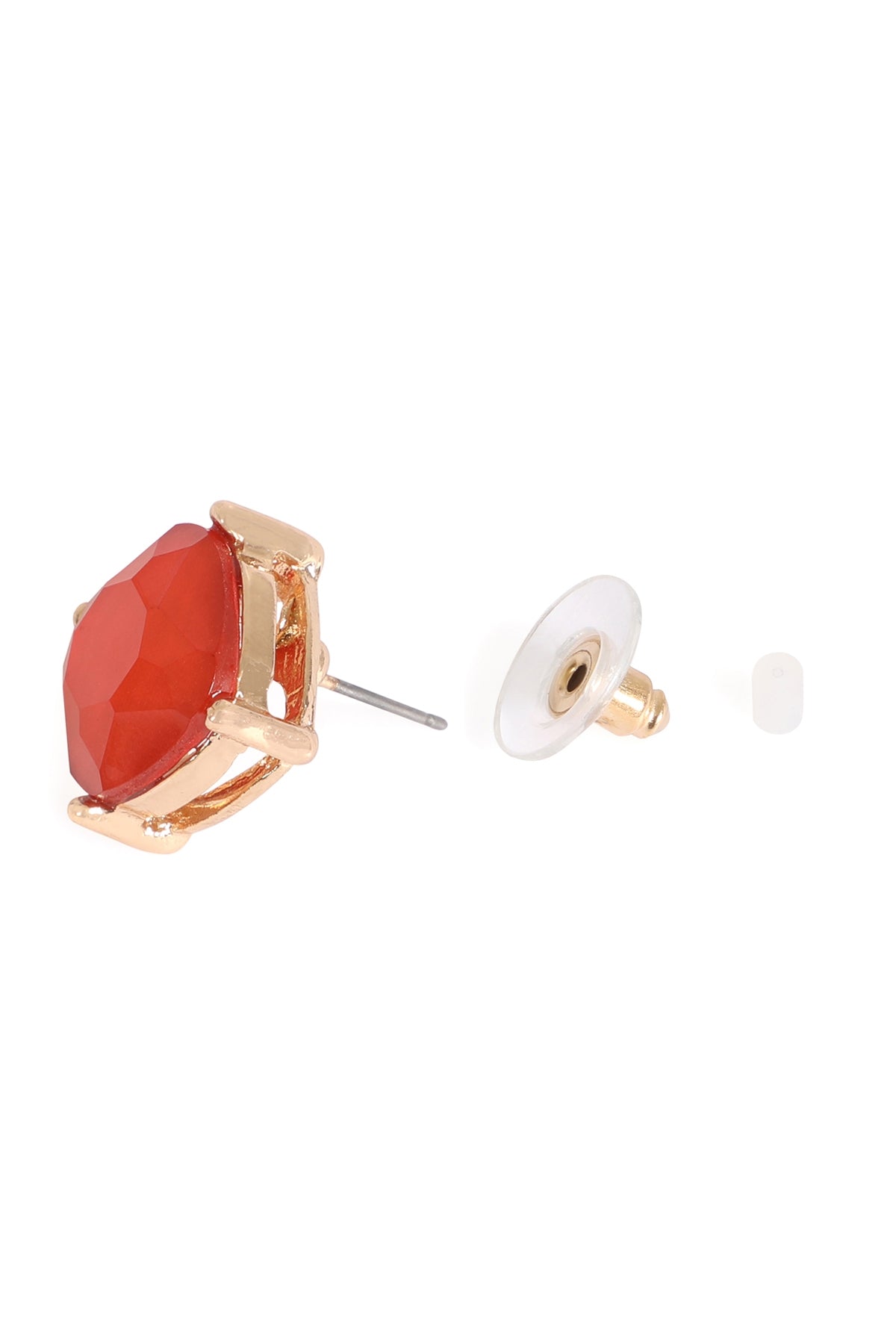 Dark Orange Fine Glitter Epoxy Stud Earrings - Set of 6