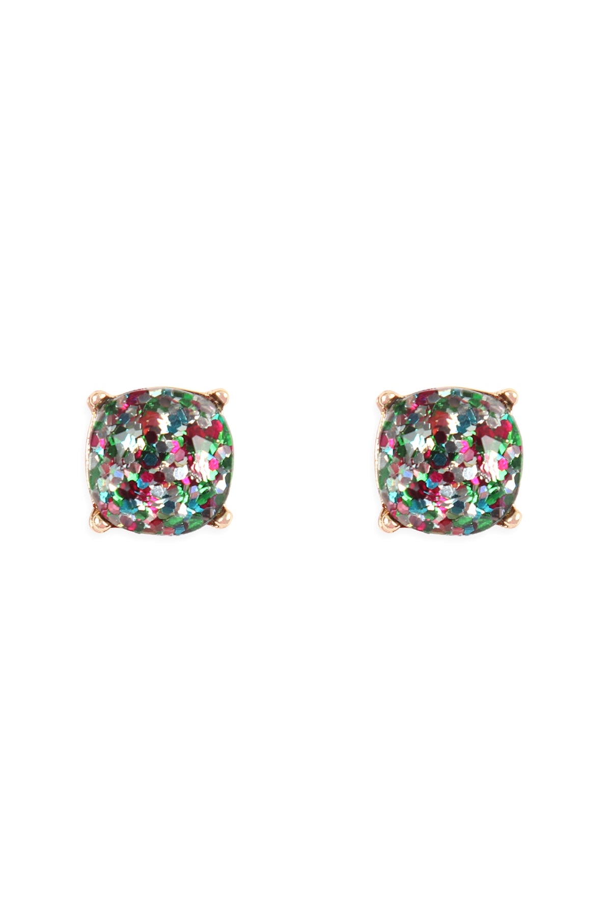 Fashionable Multicolor Glitter Epoxy Stud Earrings Set - Pack of Six Pieces