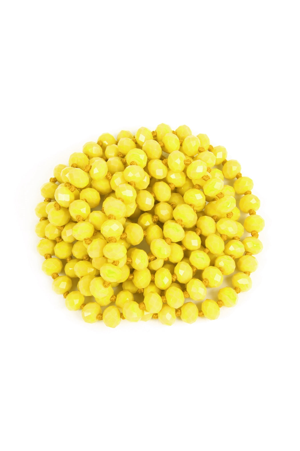 Set of 6 Hand - Knotted Longline Yellow Glass Bead Necklaces