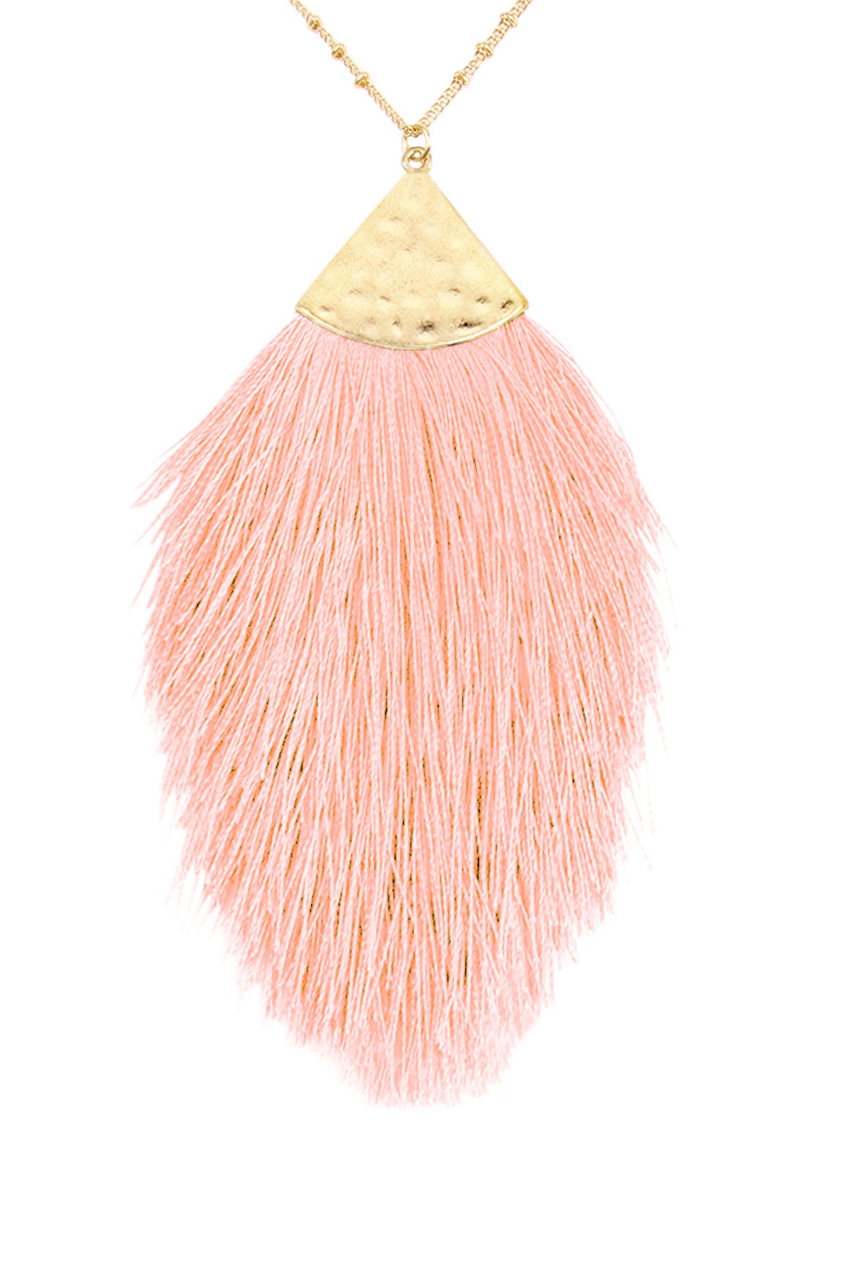 Set of 6 Salmon-Colored Tassel Design Pendant Necklaces for Fashion Accessories