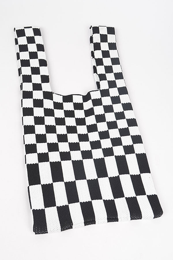 Pack of 3 - 8801 Stylish Black Checker Poly Woven Bags