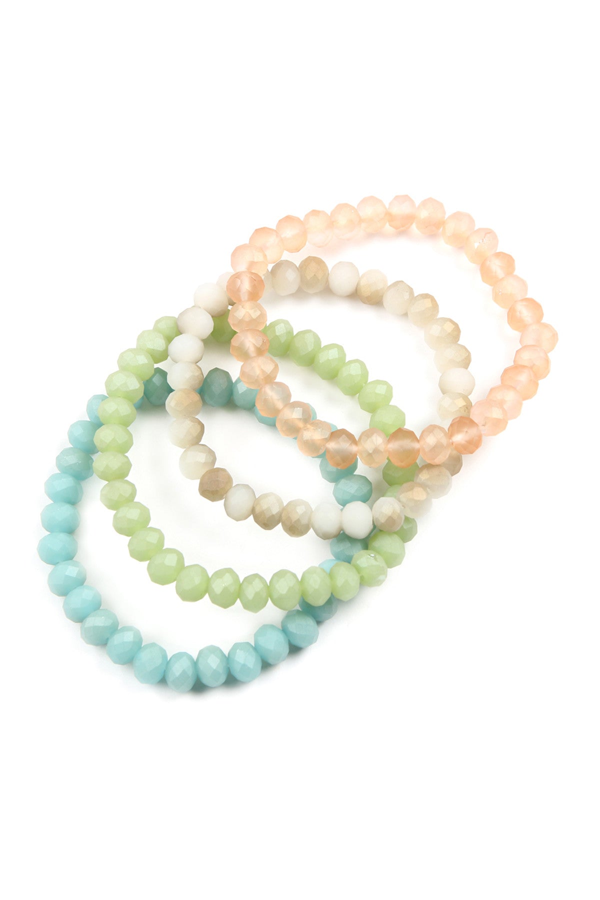 6-Pack Light Multicolor Four-Row Stretch Bracelet with Crystal Beads