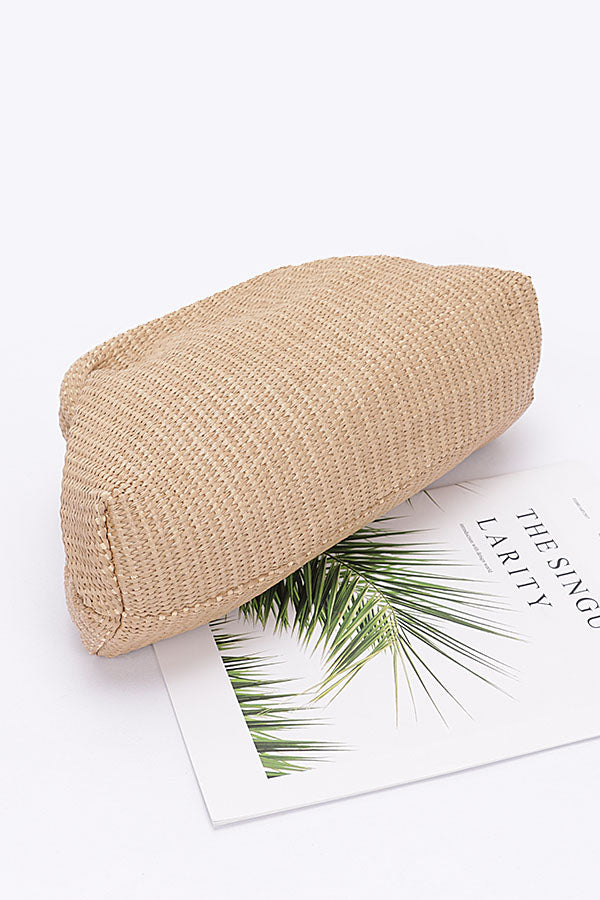 Pack of 3 Faux Straw Clutch Bags in Khaki Color (Style 8736)