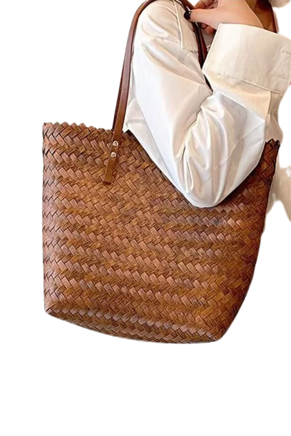 Set of 3 Brown PVC Braided Tote Bags (4511 Model)
