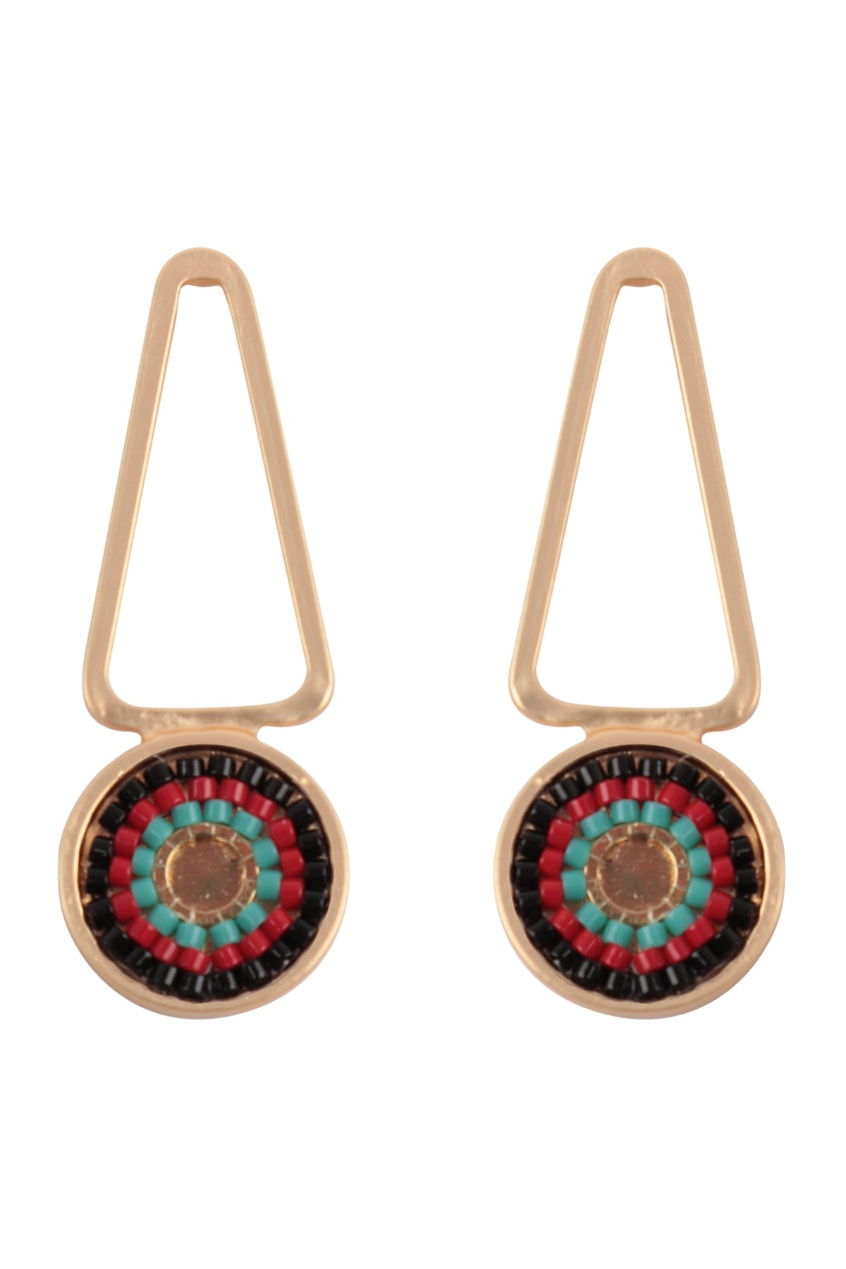 Turquoise Geometric Seed Beads Drop Style Earrings - Pack of Six Pieces