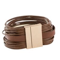 Brown Multi - Strand Leather Bracelet with Bar - Pack of 6