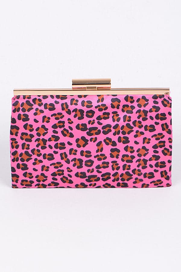 Set of 3 Fashionable 7836 Pink Leopard - Print Clutches