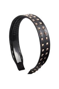 Fashionable Black Leather Headband with Studs - Pack of Six Pieces