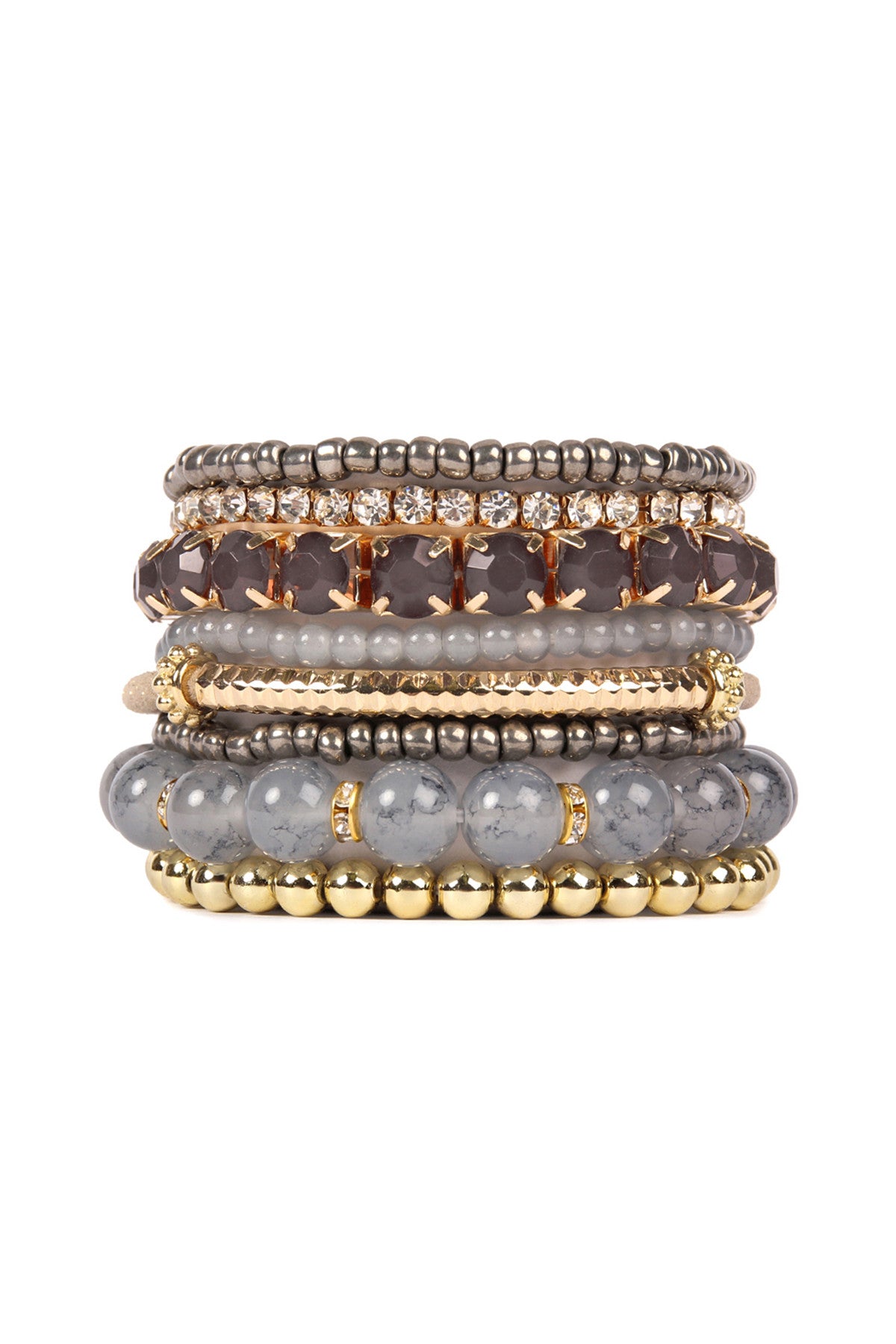 6-Pack Grey Multi - colored Stretchable Bracelets