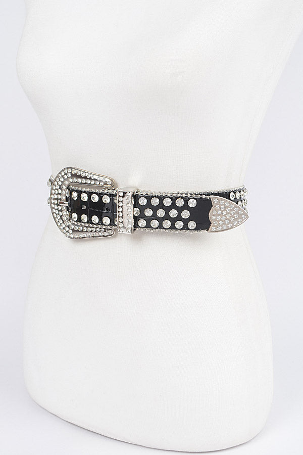 Set of 6 Stylish 7258 White Multi - Metal Stone Studded Belts
