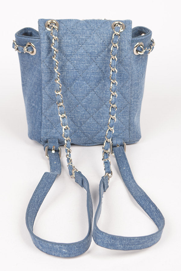 Pack of 3 Medium Blue 9311 Quilted Denim Backpacks