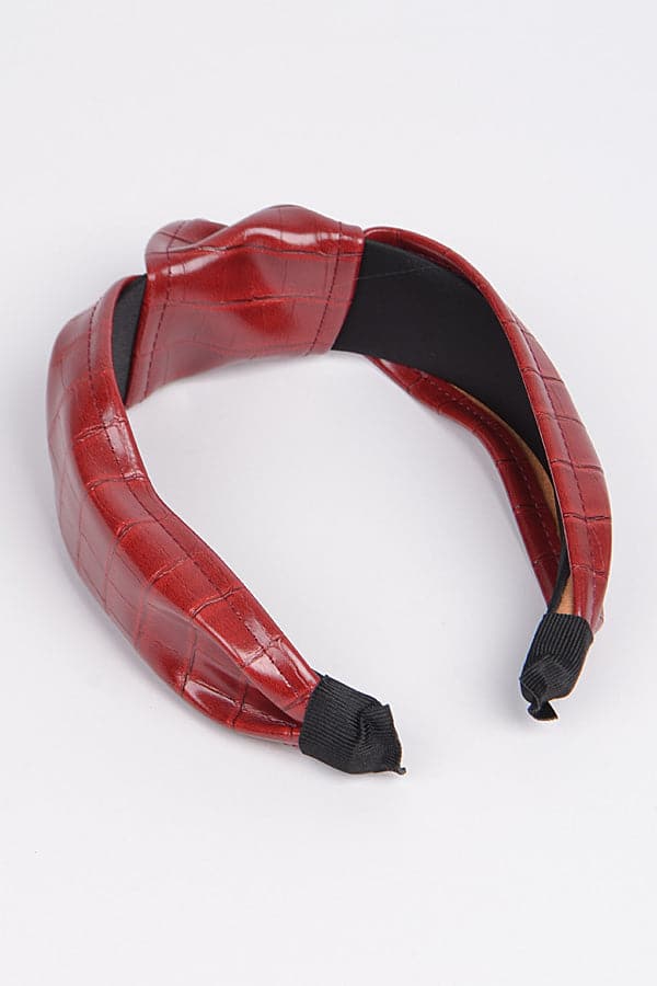 Black Knotted Snakeskin Leather Headbands - Pack of 6