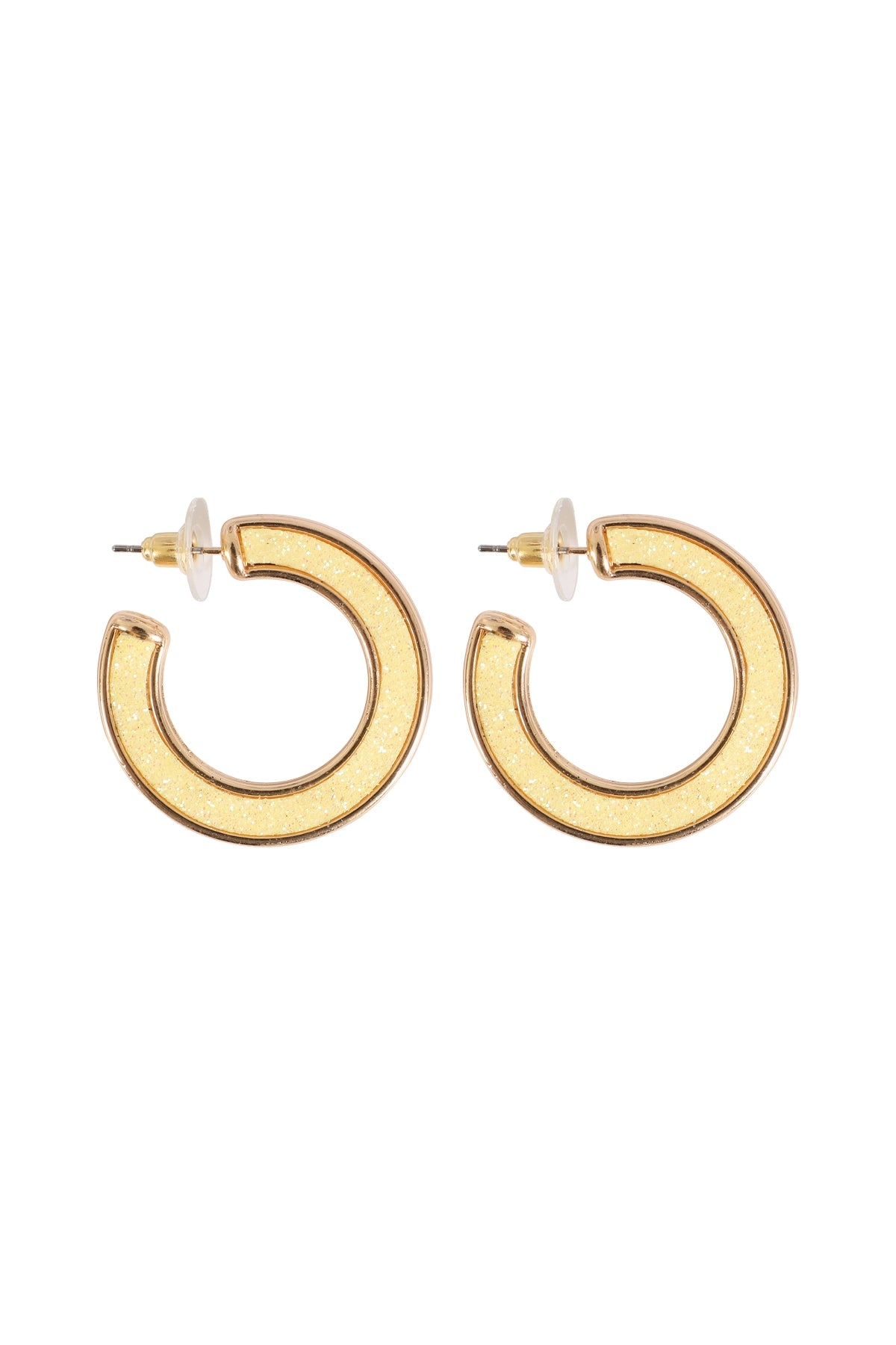Light Yellow Glitter Foam Hoop Earrings - Set of 6 Pieces
