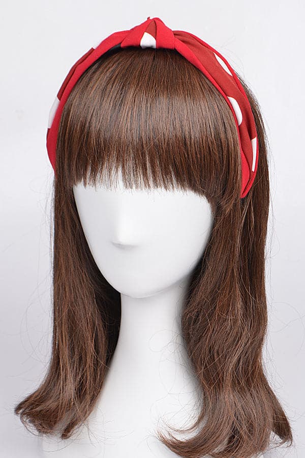 Pack of 6 Red 3538 Knotted Dot Fabric Headbands