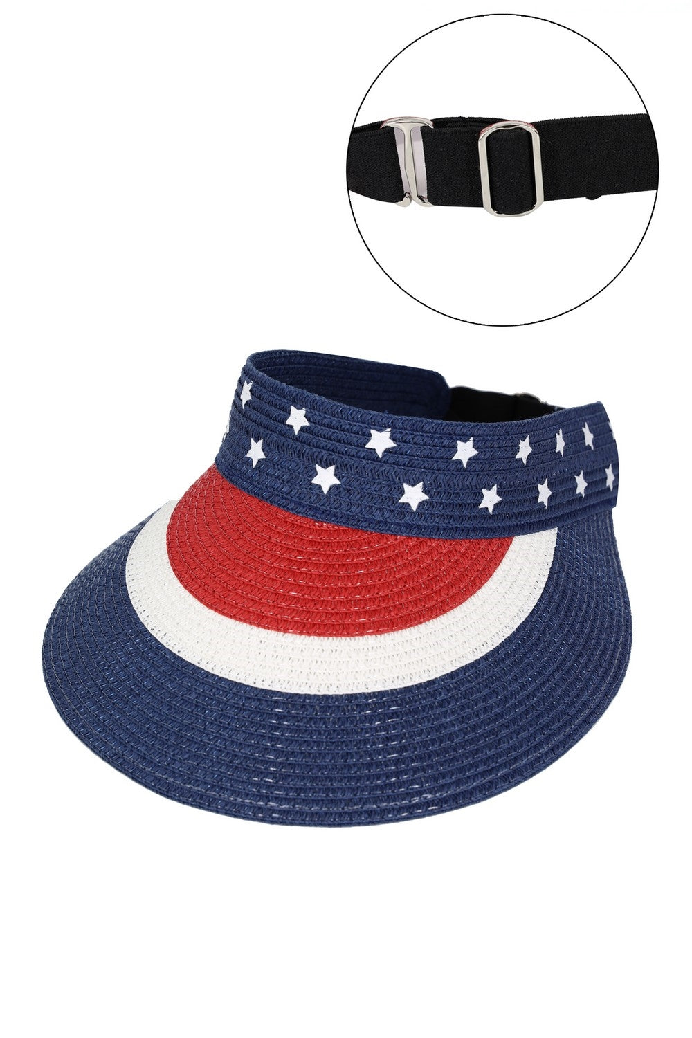 Pack of 6 American Flag Adjustable Elastic Roll - Up Visors