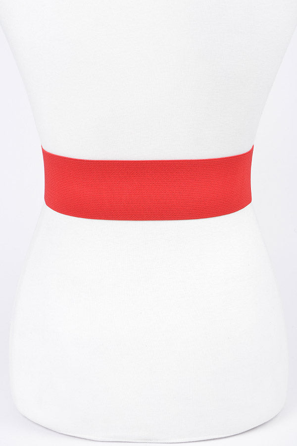 Set of 6 White Metal Flower Elastic Belts - 8378