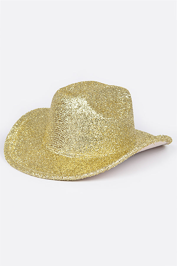 Pack of 6 Glitter Cowboy Hats in Classic Black Color