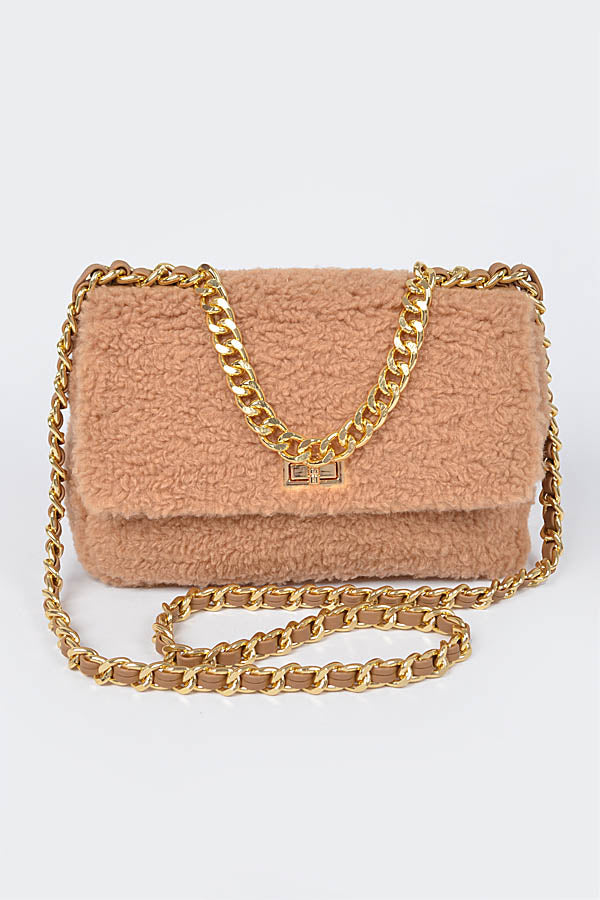 Pack of 3 Nude - Faux Fur Shoulder Bags 5483