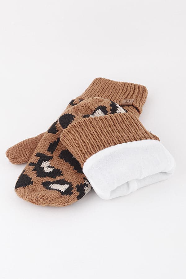 Pack of 6 Leopard Print Pink Mittens - 811021